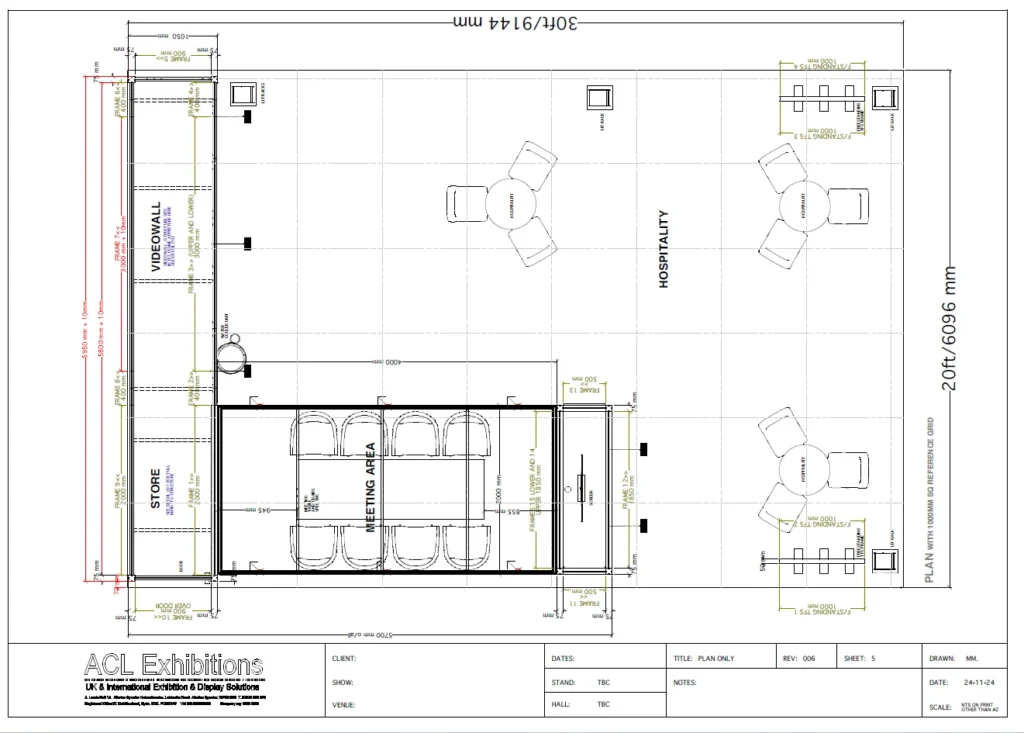 Exhibition stand design technical drawing